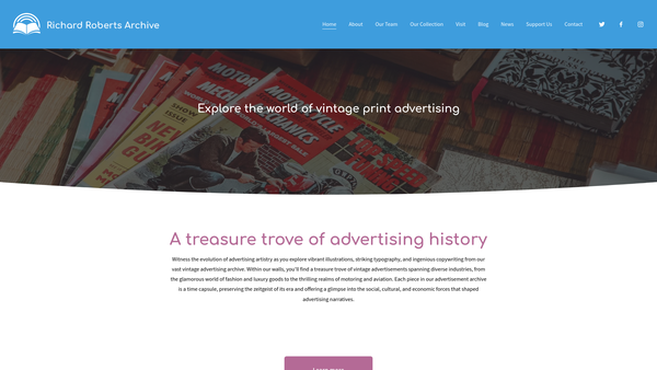 Screenshot of the The Richard Roberts Archive website
