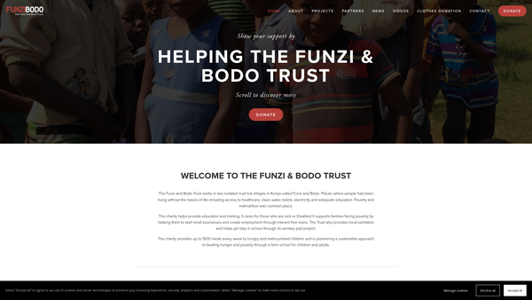 Screenshot of the Funzi & Bodo Trust (CIO) website