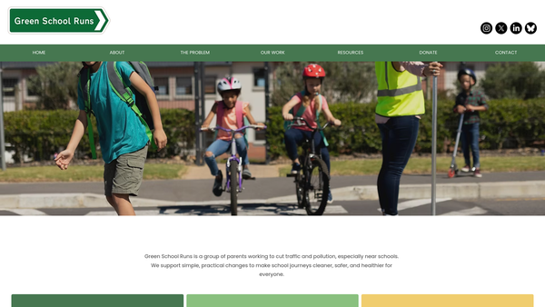 Screenshot of the Green School Runs website