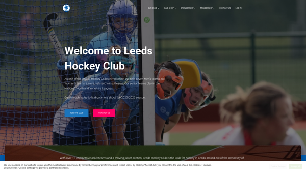 Screenshot of the Leeds Hockey Club website