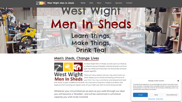 Screenshot of the West Wight Men In Sheds website