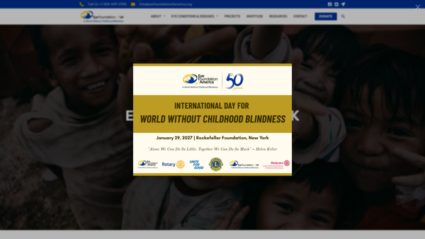 Screenshot of the Eye Foundation of UK website