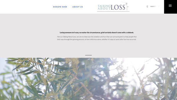 Screenshot of the Talking About Loss website