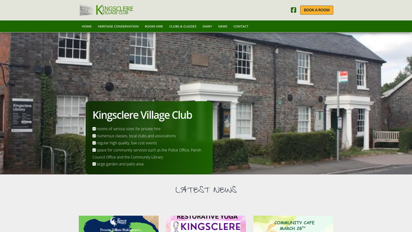 Screenshot of the Kingsclere Village Club website