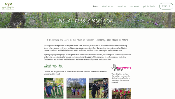 Screenshot of the Space2grow website