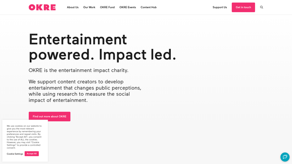 Screenshot of the Okre: Opening Knowledge Across Research And Entertainment website