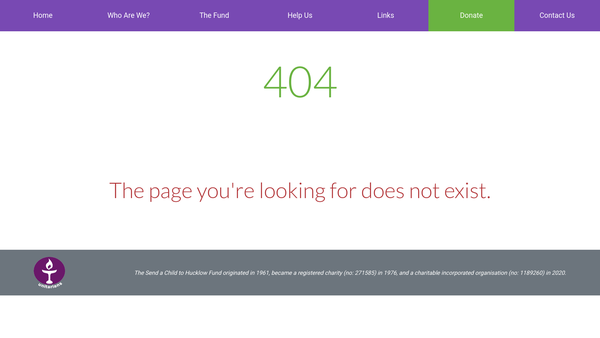Screenshot of the The Send A Child To Hucklow Fund CIO website
