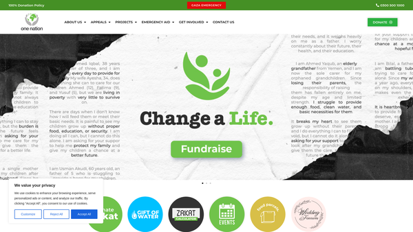 Screenshot of the One Nation website