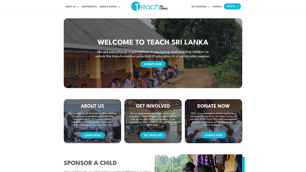Screenshot of the Teach Sri Lanka website