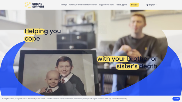 Screenshot of the Sibling Support website