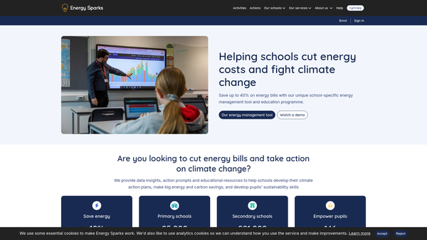 Screenshot of the Energy Sparks website