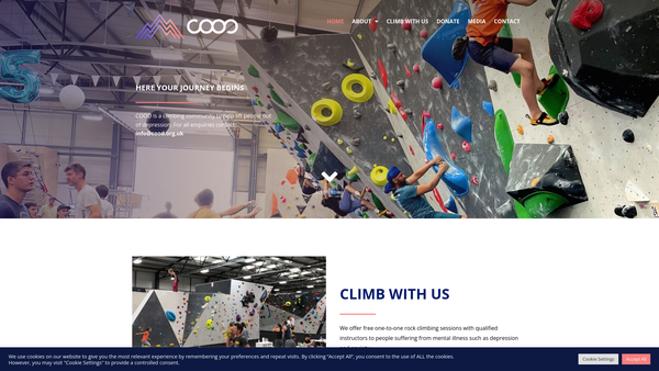 Screenshot of the Climbing Out Of Depression website
