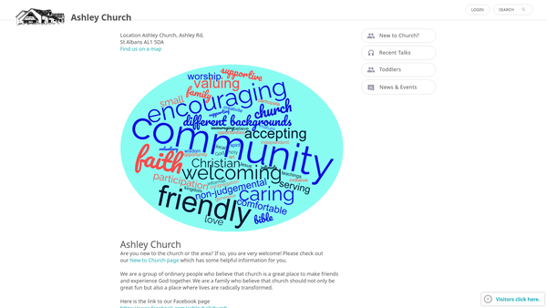 Screenshot of the Ashley Church website
