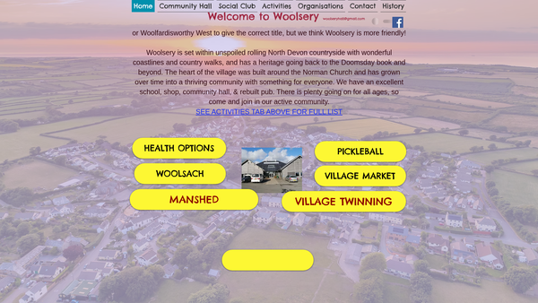 Screenshot of the Woolfardisworthy Sports And Community Hall website