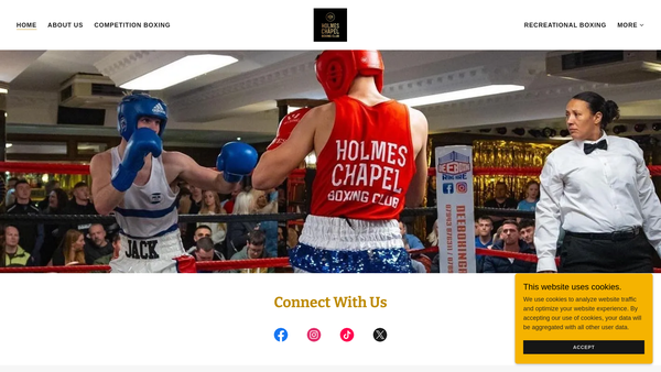 Screenshot of the Holmes Chapel Boxing Club website