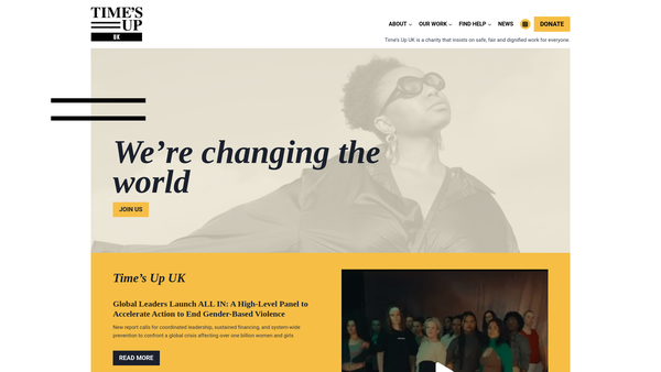 Screenshot of the UK Time's Up website