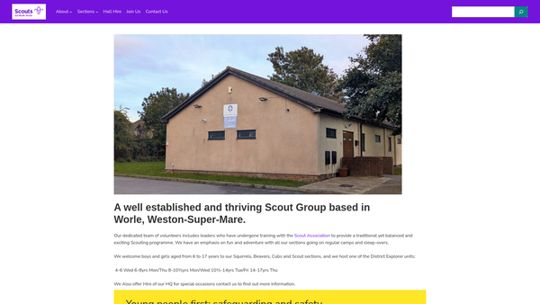 Screenshot of the 1st North Worle Scout Group website