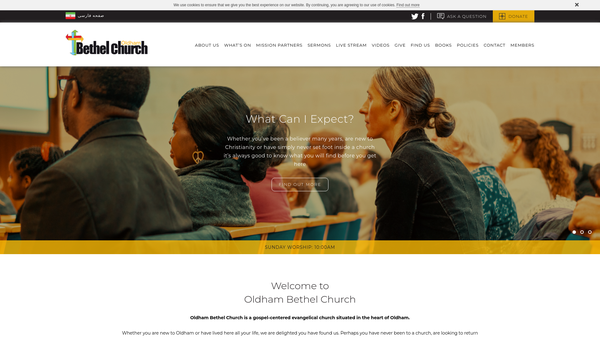 Screenshot of the Oldham Bethel Church website