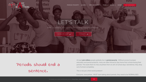Screenshot of the Lady Talk Matters website