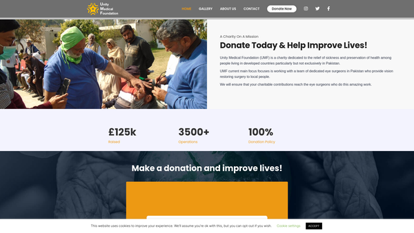 Screenshot of the Unity Medical Foundation website