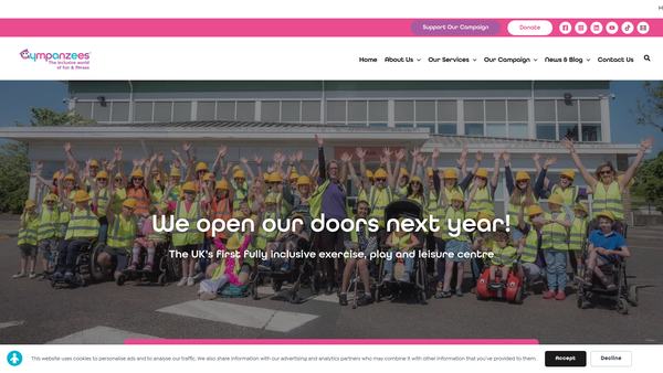 Screenshot of the Gympanzees website