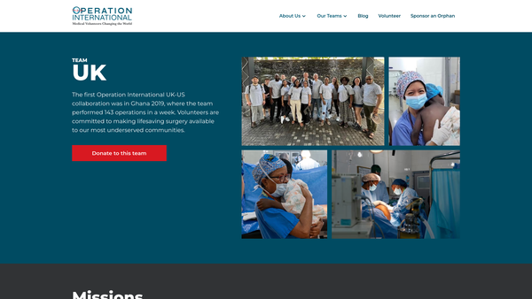 Screenshot of the Operation International UK website