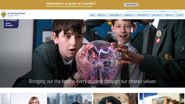 Screenshot of the The John Roan School Association website