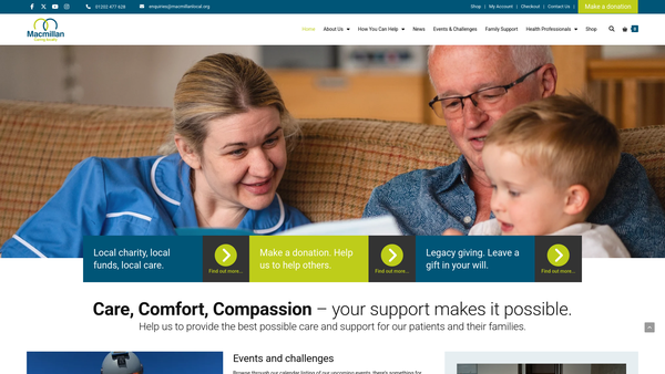 Screenshot of the Macmillan Caring Locally website
