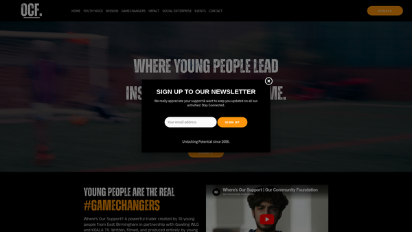 Screenshot of the Our Community Foundation website