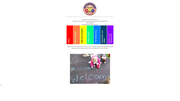 Screenshot of the Rainbow Pre-School (Handforth) website
