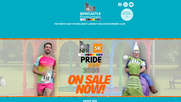 Screenshot of the Newcastle Frontrunners website