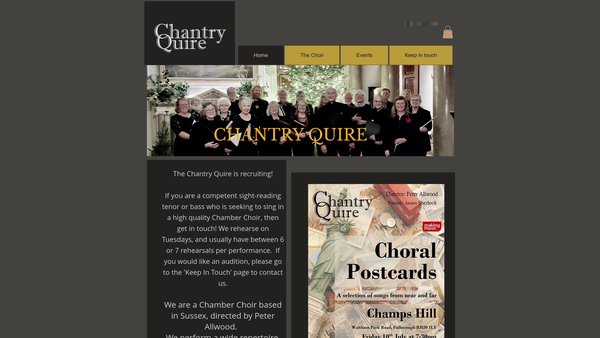 Screenshot of the Chantry Quire website