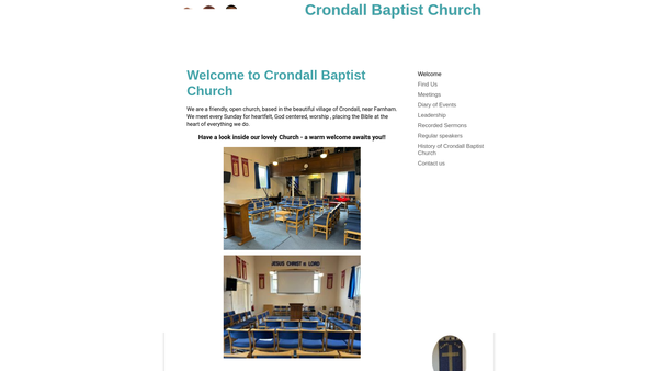 Screenshot of the Crondall Baptist Church website
