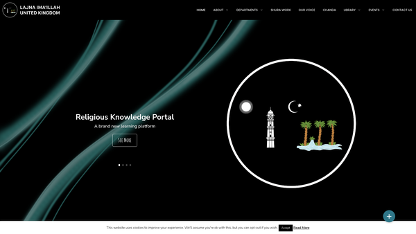 Screenshot of the Lajna Ima'illah (UK) website