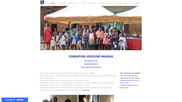Screenshot of the Fondation Jocelyne Ngassa website