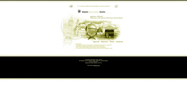 Screenshot of the Islamic Information Centre Bristol website
