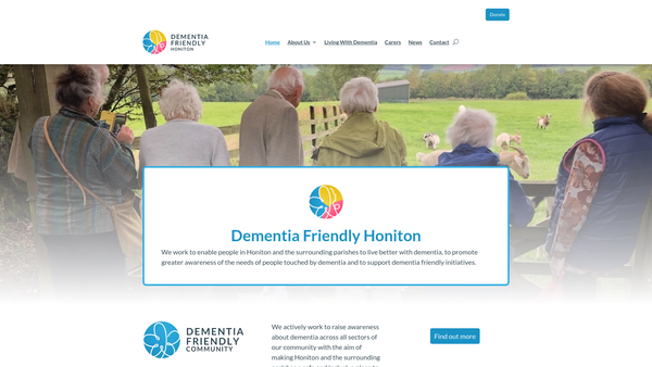Screenshot of the Dementia Friendly Honiton website