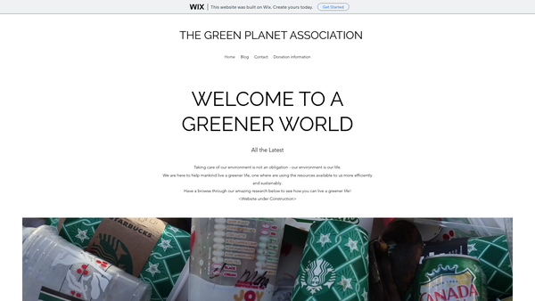 Screenshot of the The Green Planet Association website