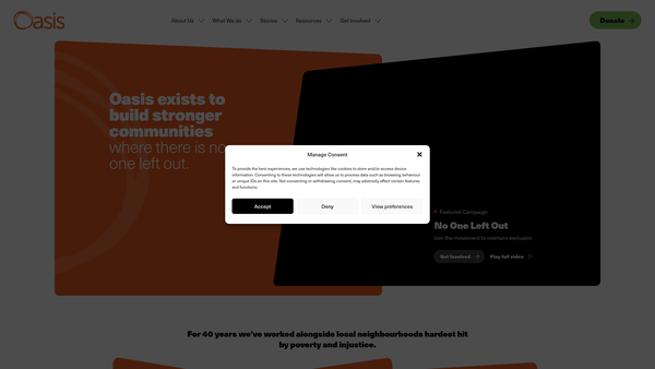Screenshot of the Oasis Community Hub: Warndon website