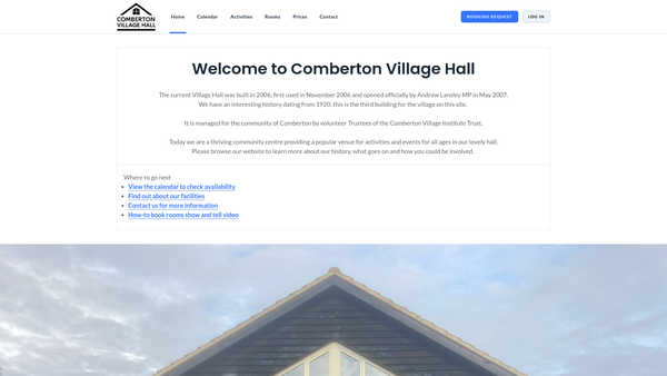 Screenshot of the The Comberton Village Institute website