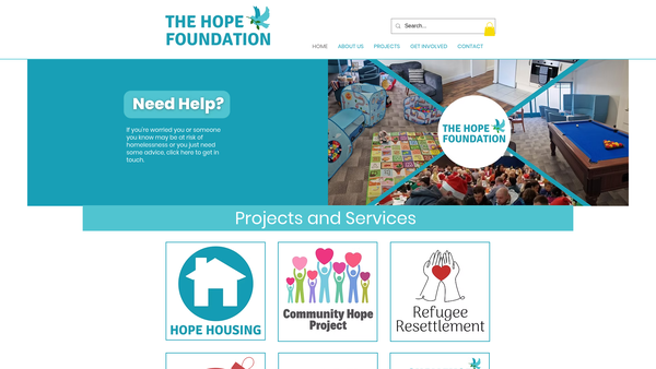 Screenshot of the The Hope Foundation website