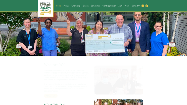Screenshot of the Prison Service Charity Fund website