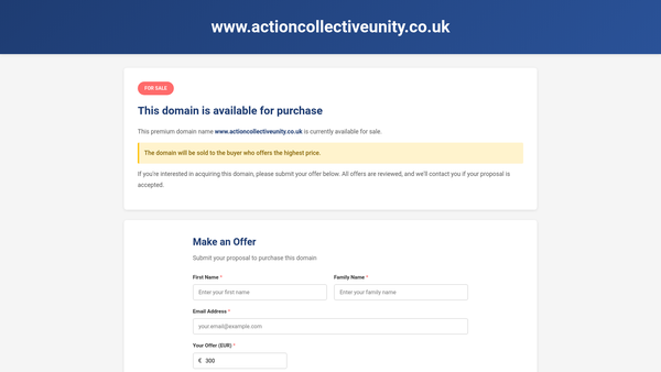 Screenshot of the Action Collective website