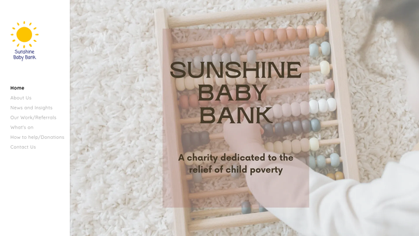 Screenshot of the Sunshine Baby Bank website