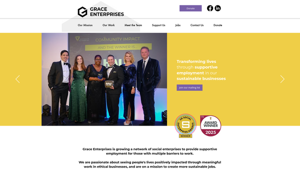 Screenshot of the Grace Enterprises Nottingham Ltd website