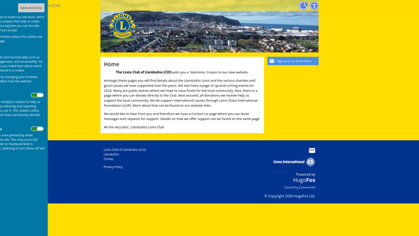 Screenshot of the Lions Club Of Llandudno (CIO) website
