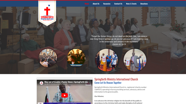 Screenshot of the Springforth International Ministry Church website