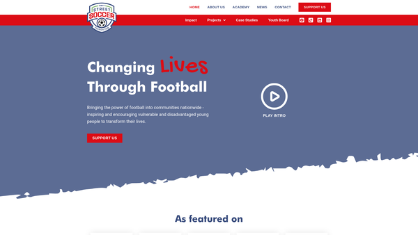 Screenshot of the The Street Soccer Foundation website