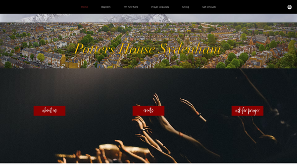 Screenshot of the Potters House Christian Fellowship UK Sydenham Church website