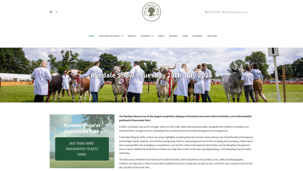Screenshot of the Ryedale Agricultural Society website